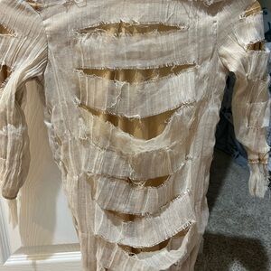 Target Beige Textured Long Sleeve Onesie Mummy Costume